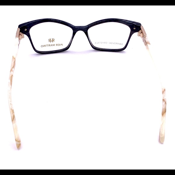 Pier Martino Italy Eyeglasses Black Onyx Marble & Ivory + Swarovski Crystals - Picture 7 of 15